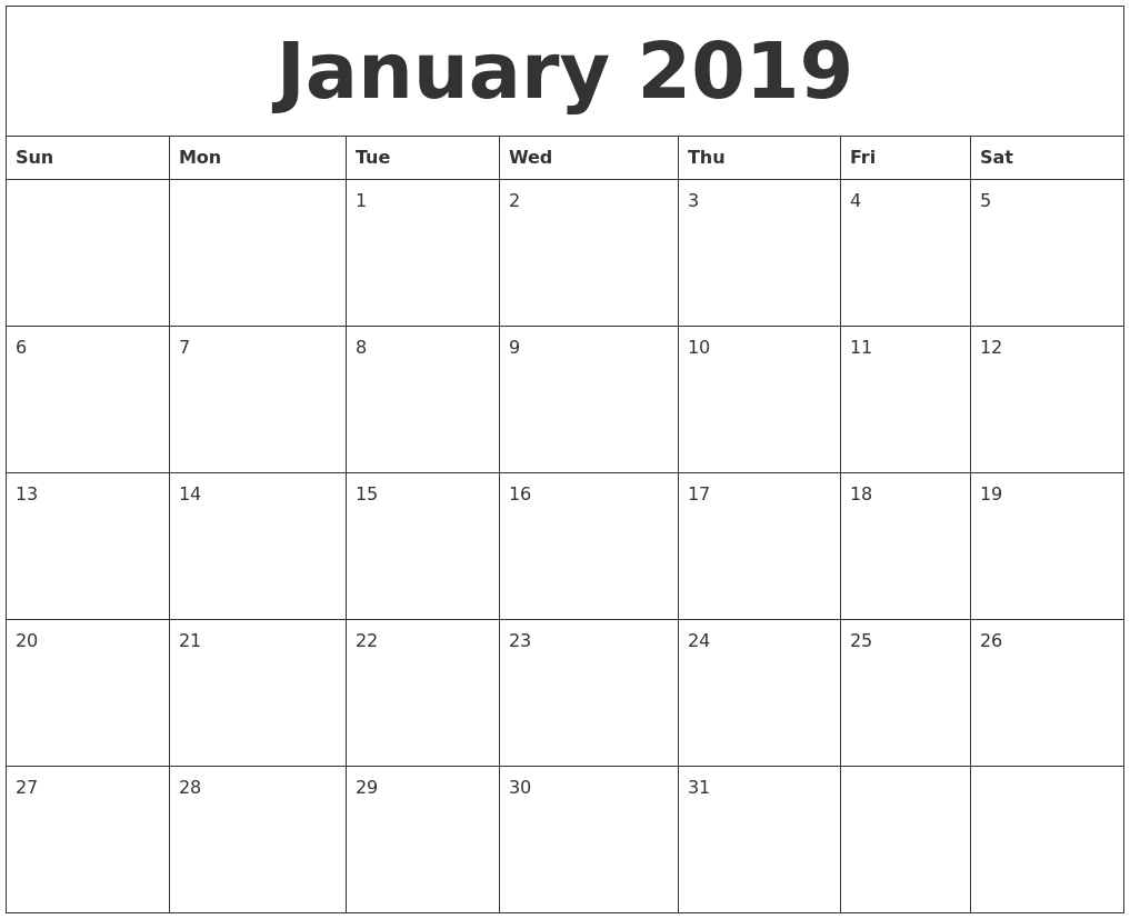 2019 Calendar PNG Photo