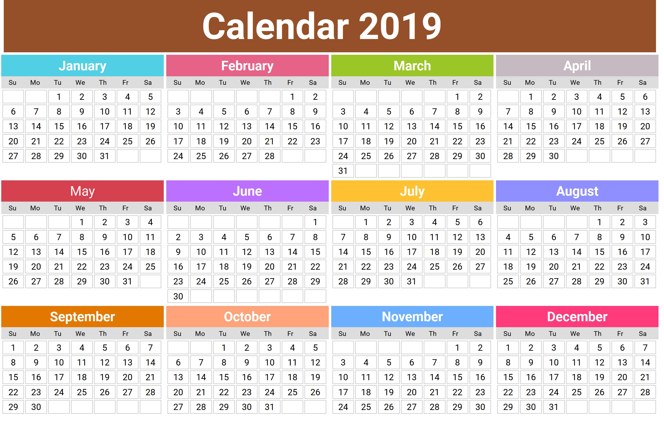 2019 Kalendaryo PNG Transparent HD Larawan