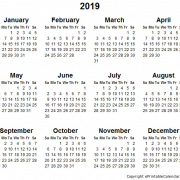 2019 Calendar Transparent
