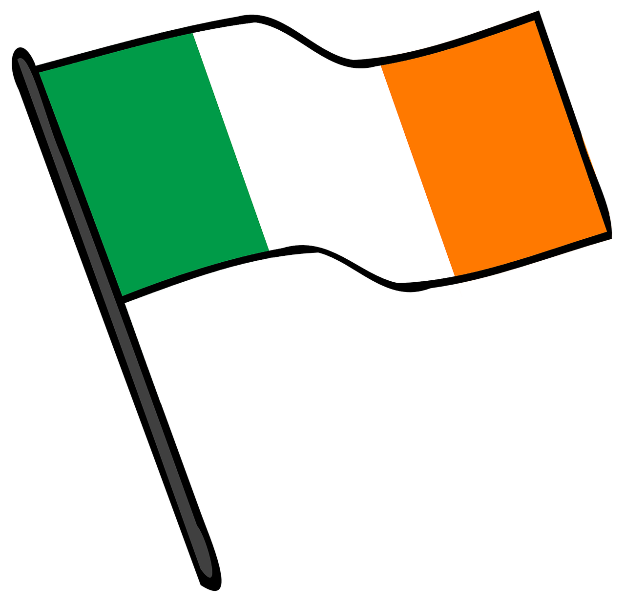 Ireland Flag Waving PNG File