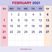 Foto do calendário de fevereiro