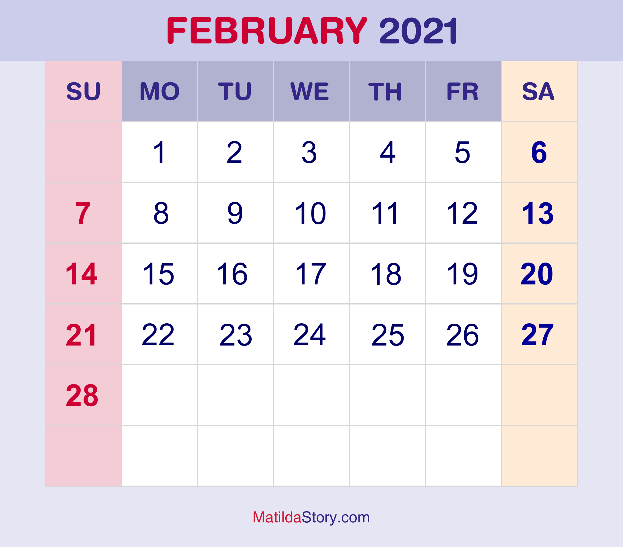 February Calendar PNG Pic