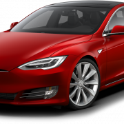 Red Tesla Model S.