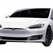 Beyaz Tesla Model S Arka plan yok