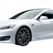 White Tesla Model S PNG Picture