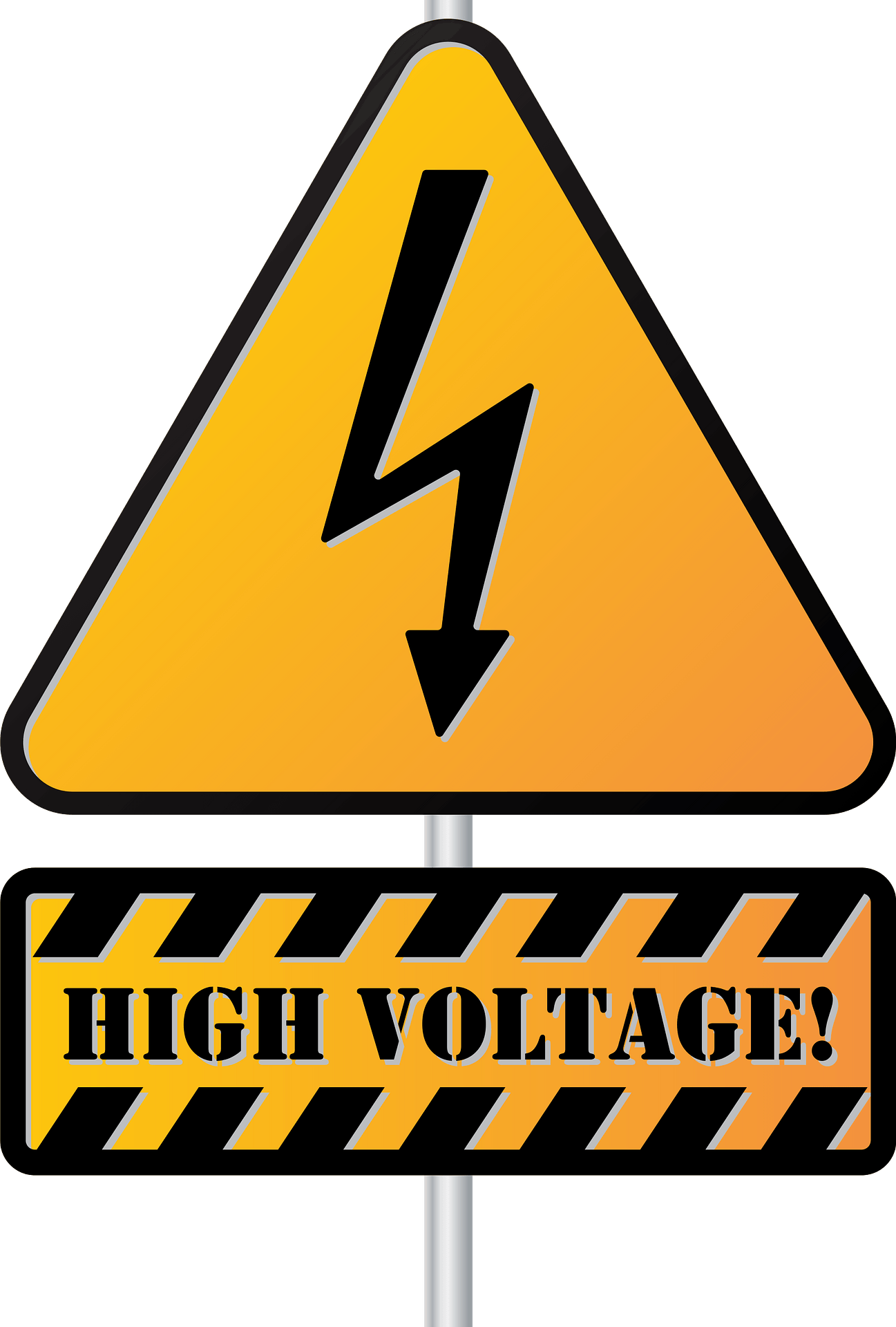 Yellow High Voltage Sign PNG