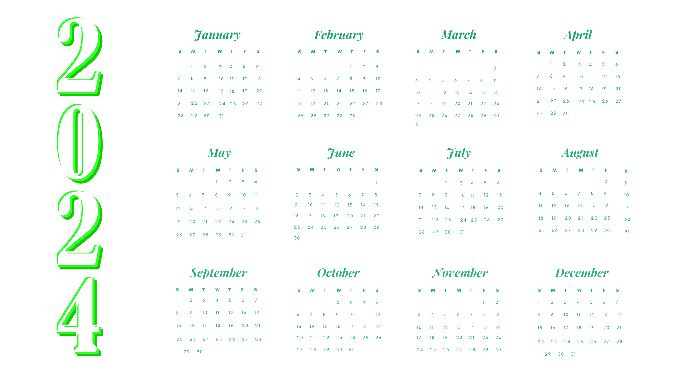Calendar 2024 PNG HD Image