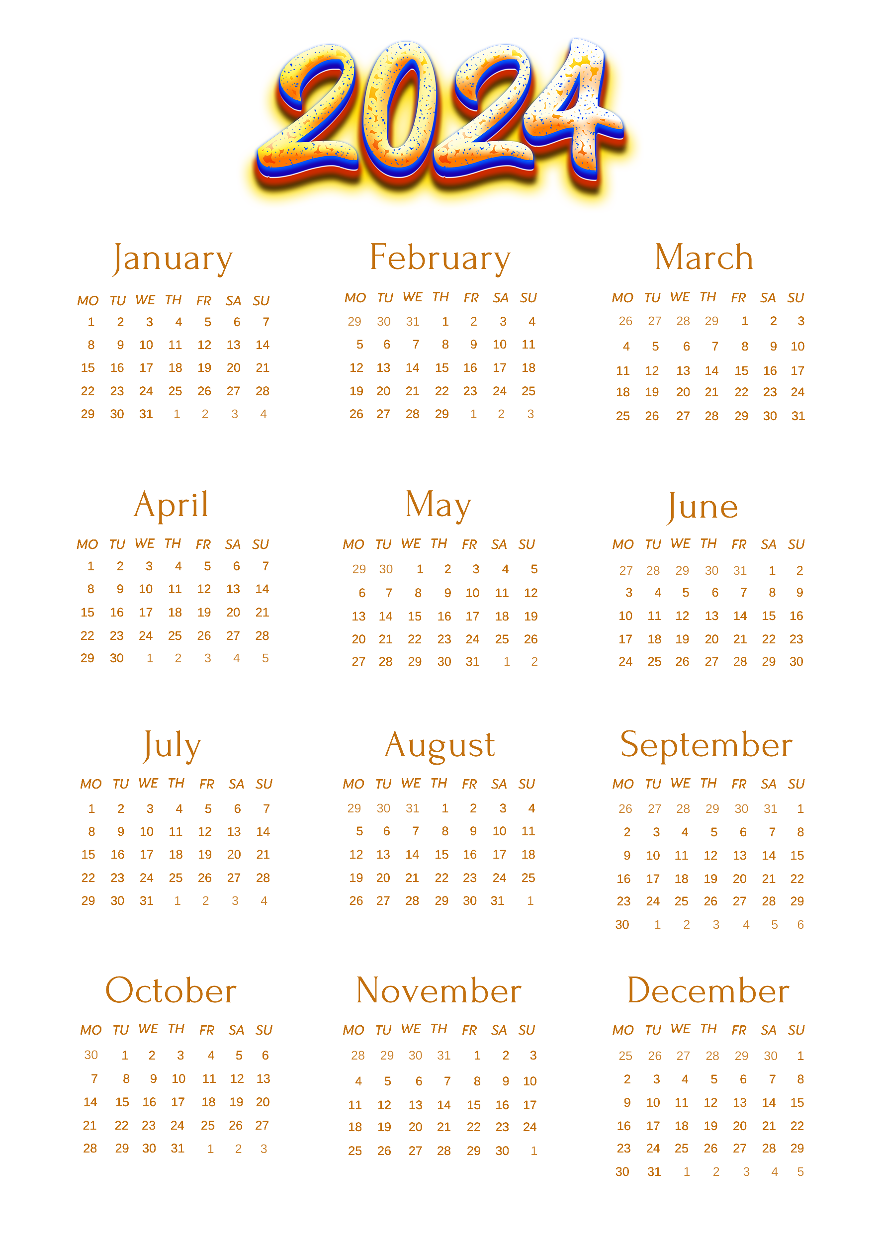 Calendar 2024 PNG Picture