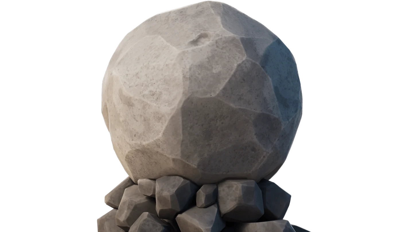 Realistic grey boulder