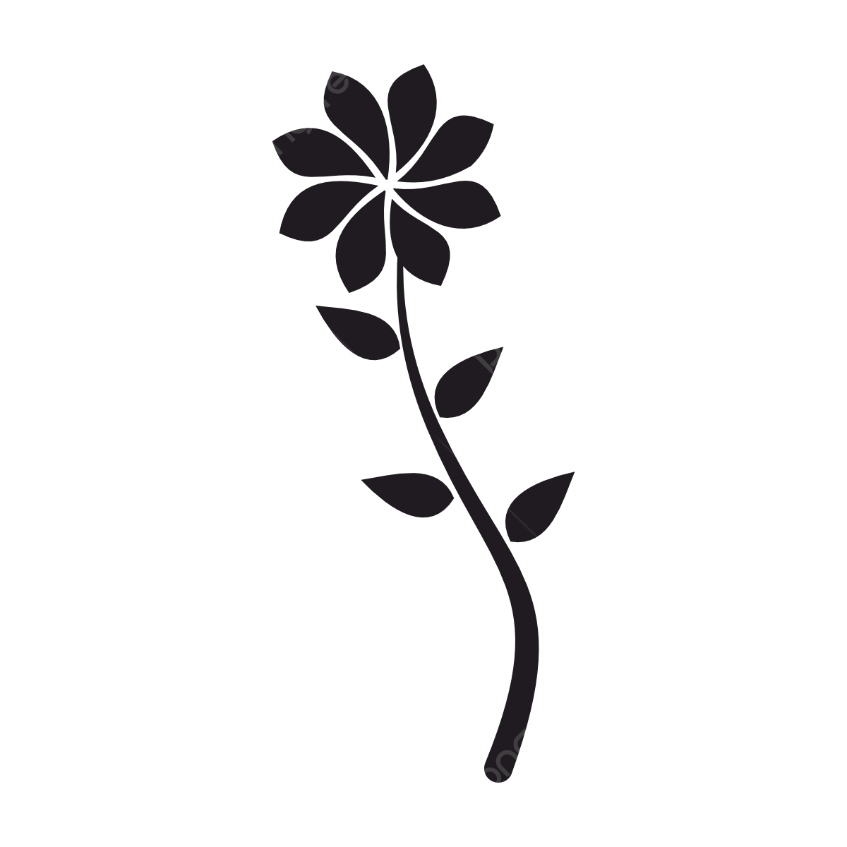 Flower Black And White PNG Pic