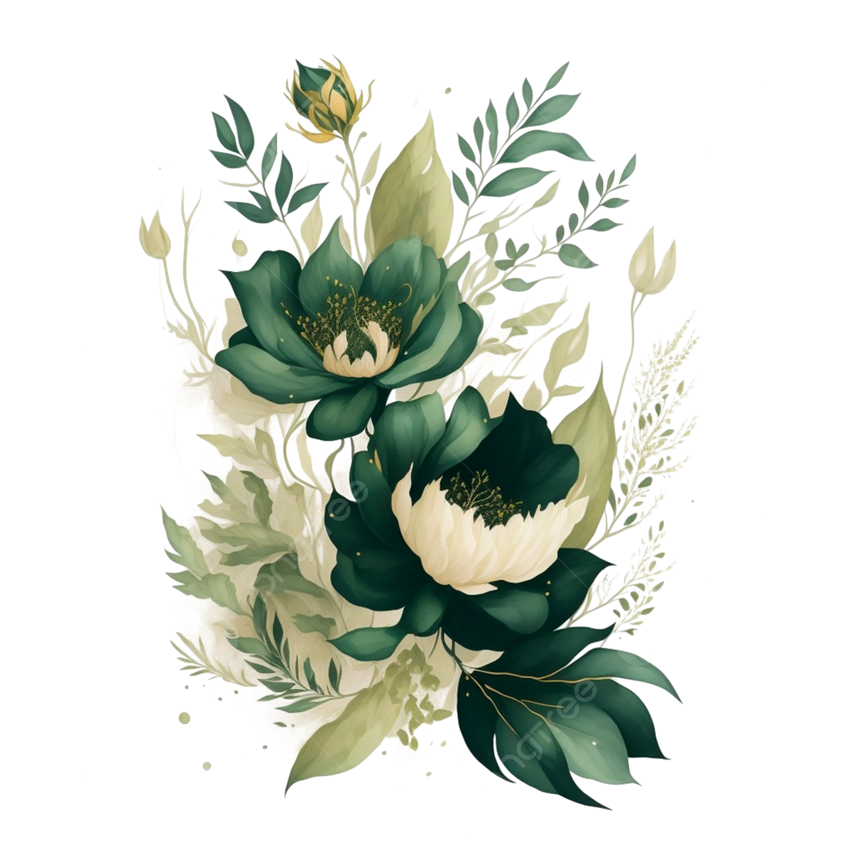 Green Flower PNG Image File