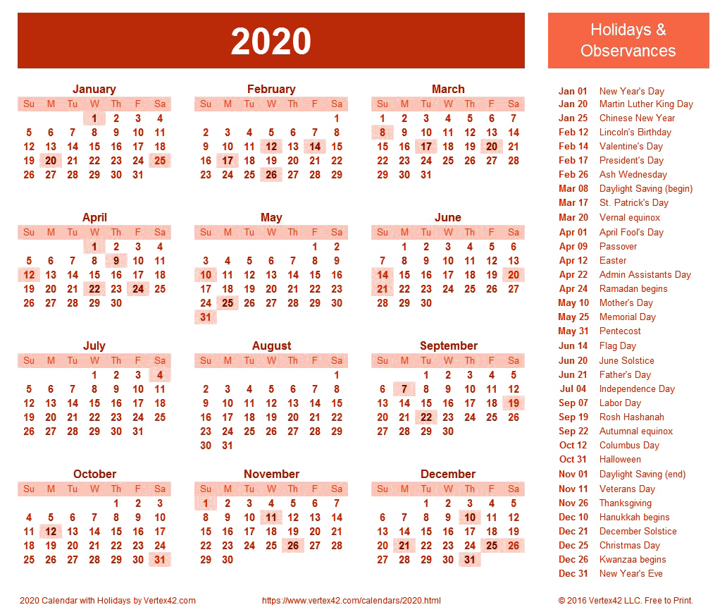 2020 Calendar PNG HD Image
