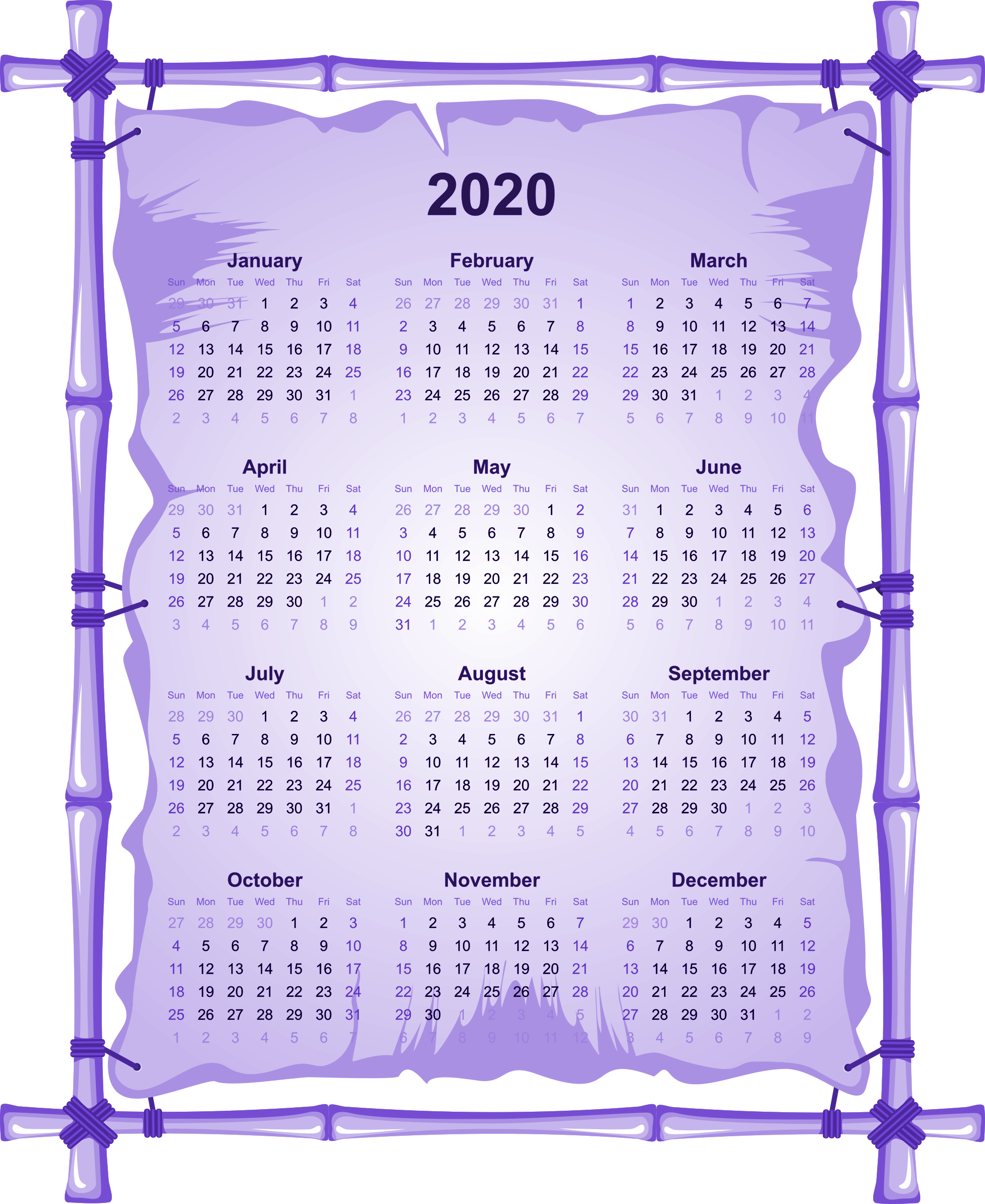 2020 Calendar PNG Image HD