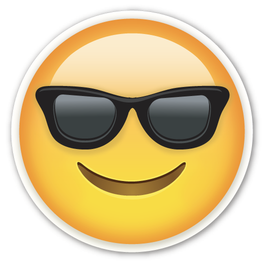 Cara sonriente con gafas de sol emoji png