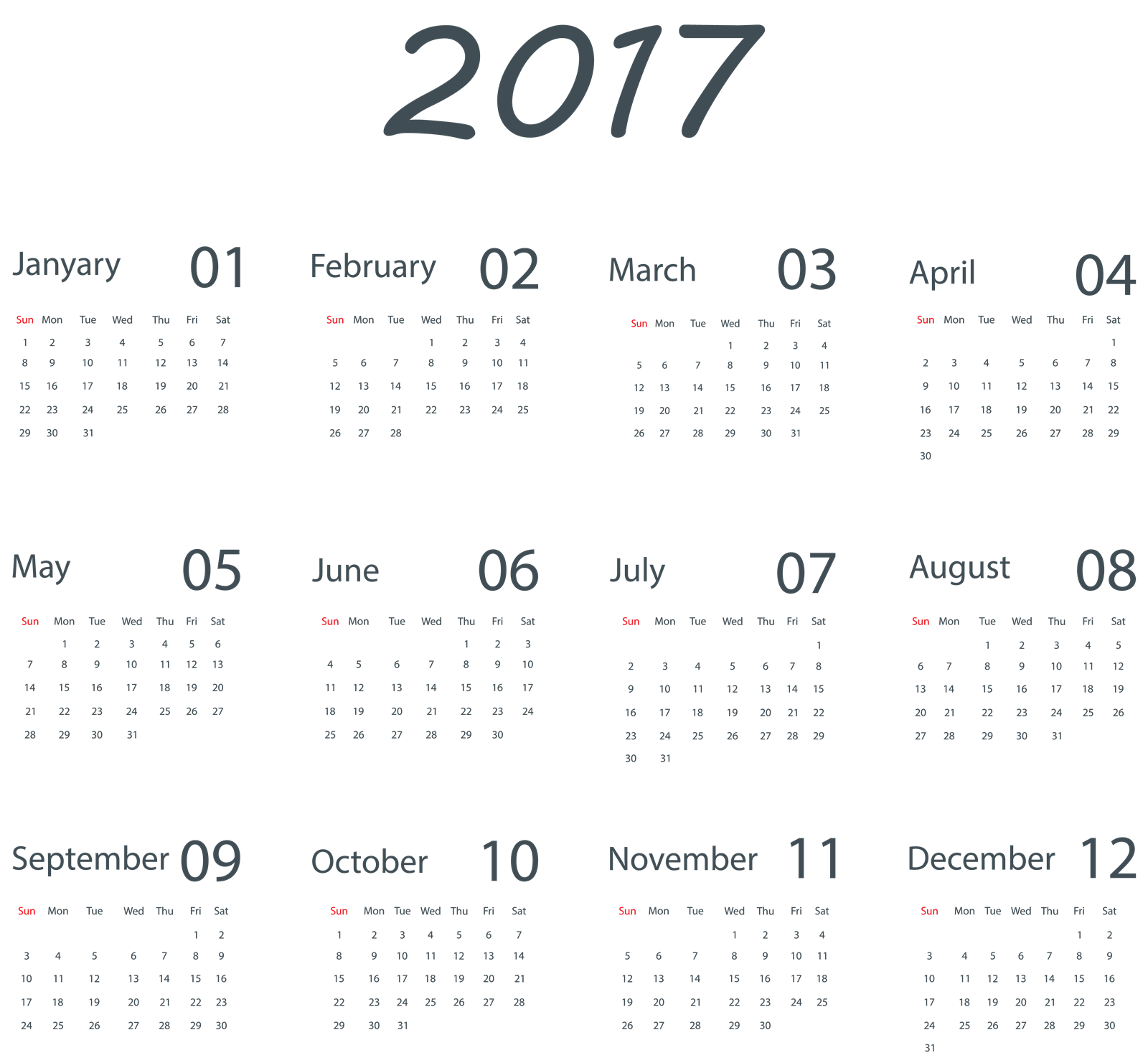 2017 Calendar PNG 5
