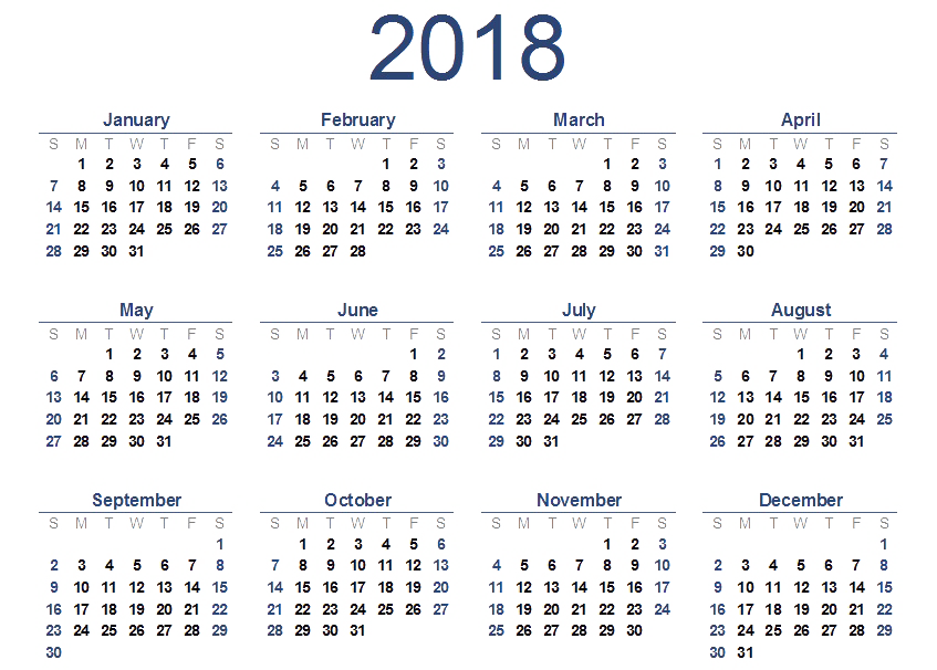 2018 Calendar PNG Background