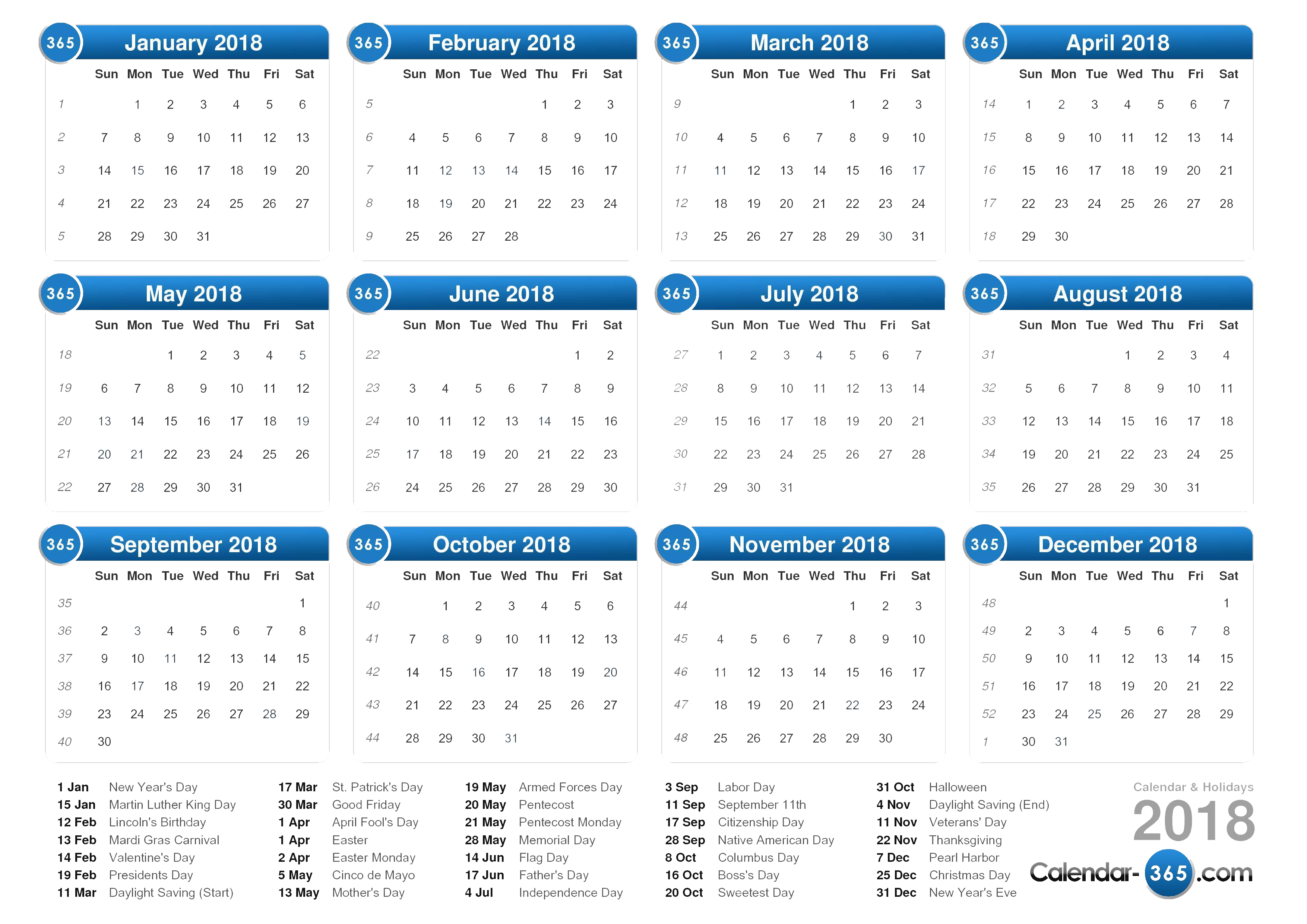 2018 Calendar PNG Clipart