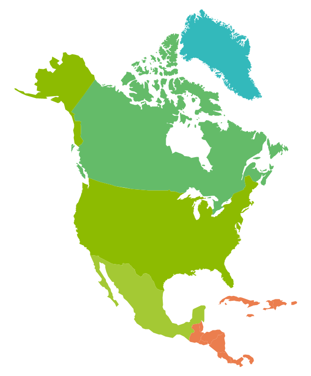 Imagen de PNG de mapa de América del Norte