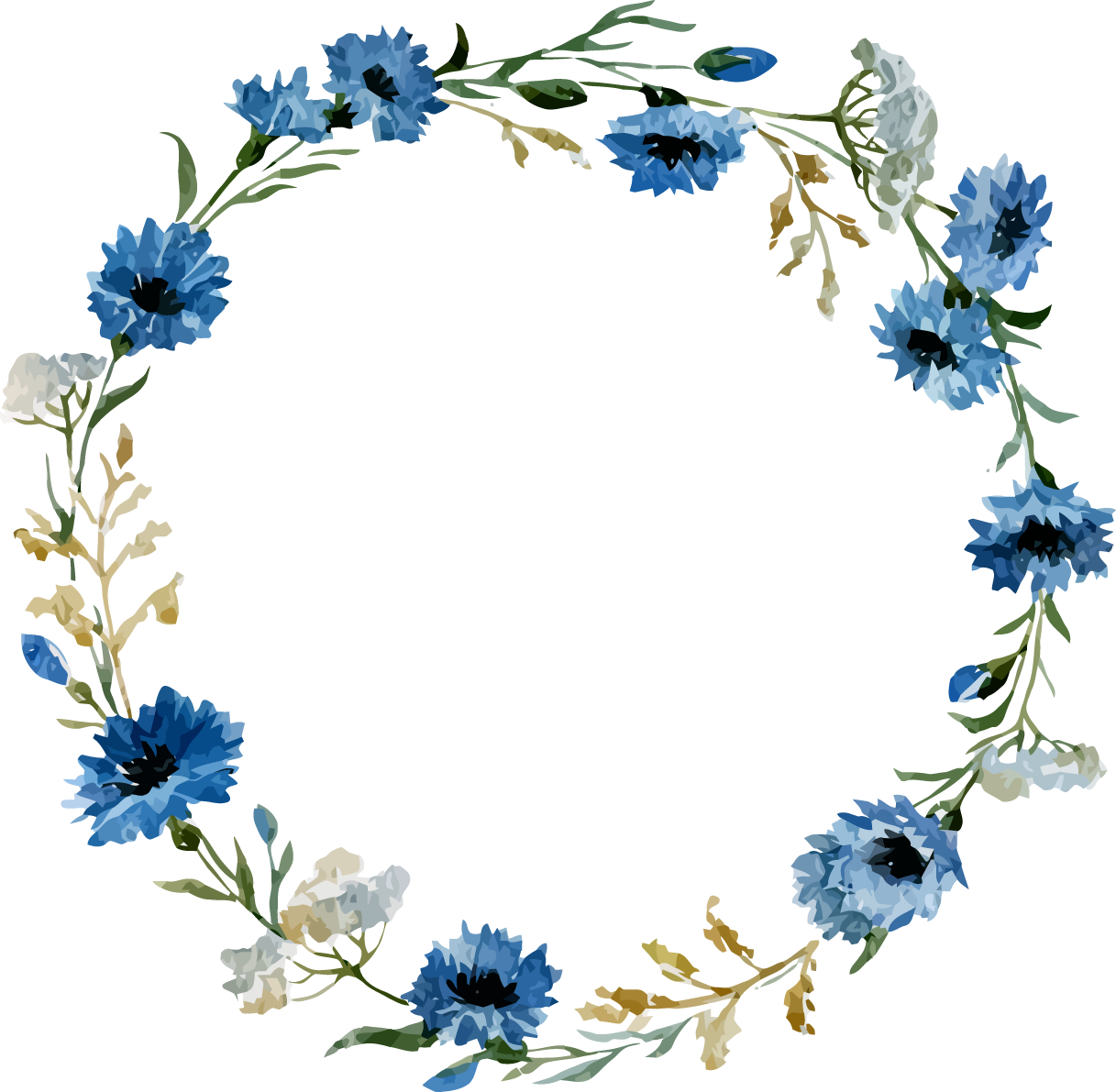 Round floral frame png HD imahe