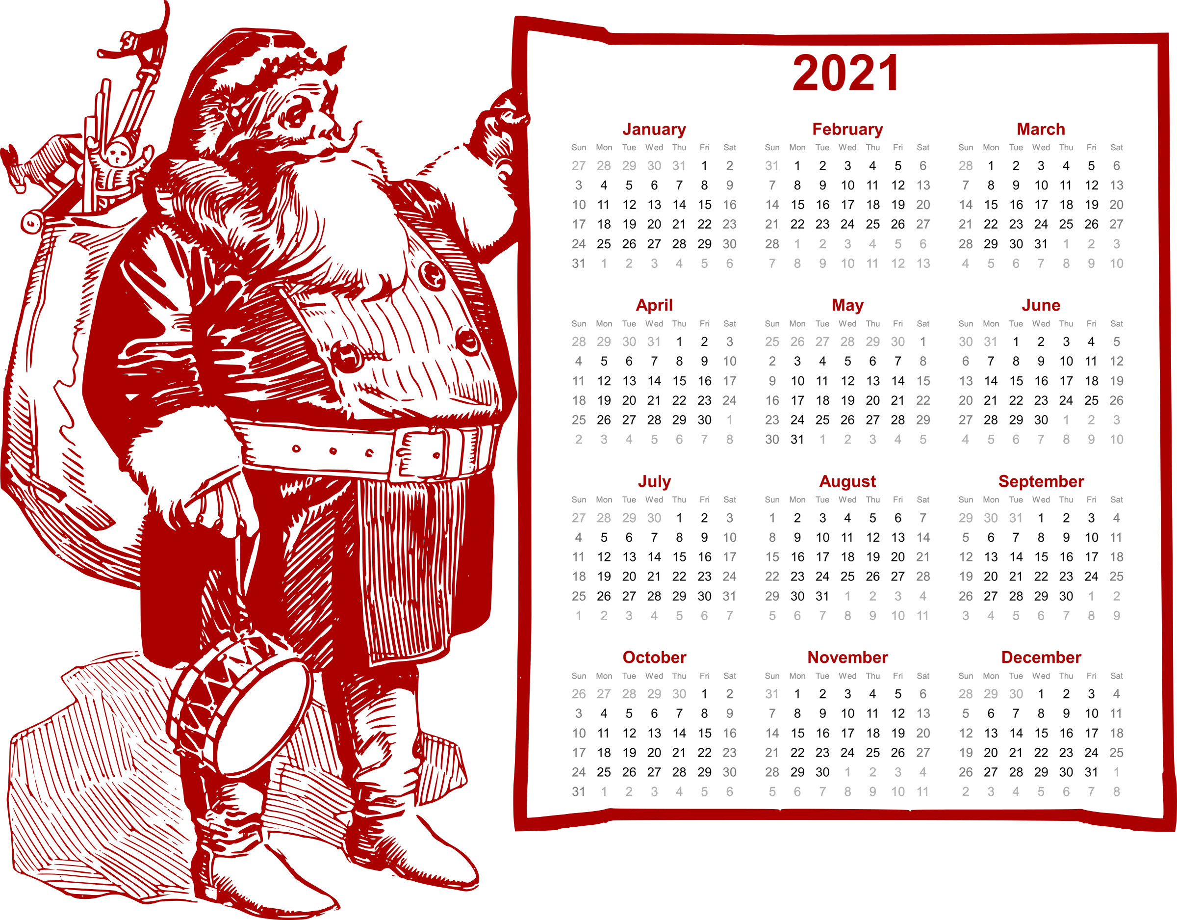 2021 Calendar PNG HD Quality