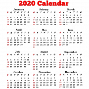 Calendario de todos los meses 2020 PNG HD Calidad