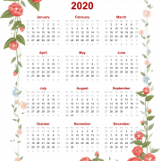 Calendario de todos los meses 2020 PNG transparente