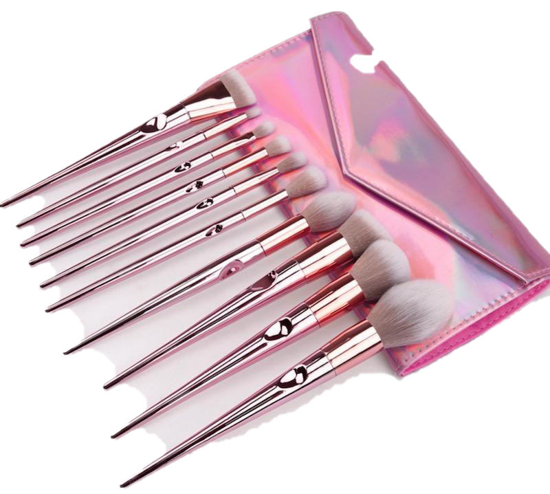 Pink Makeup Brush Set PNG Pic