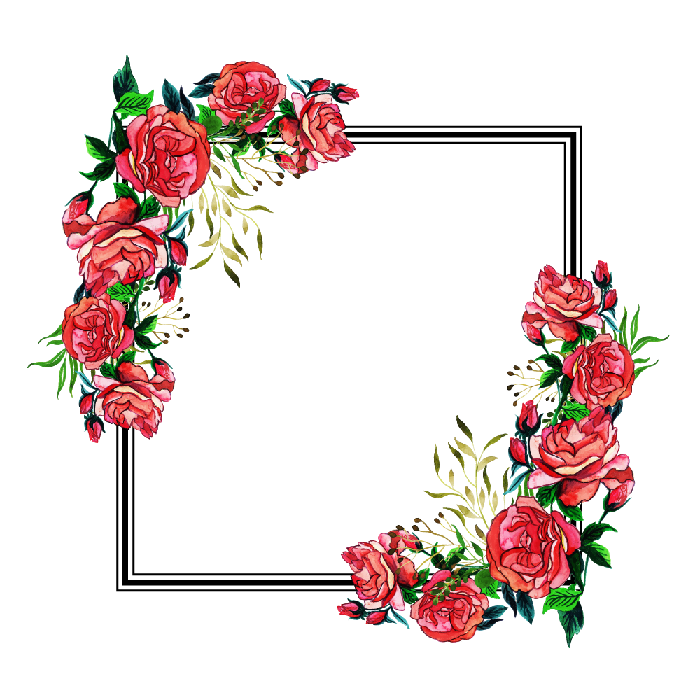 Square Flower Frame PNG Pic