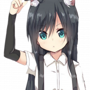 Gambar gadis anime kucing png