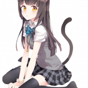 Gambar gadis anime kucing png