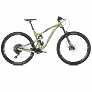 Bicicleta de montaña cuesta abajo transparente