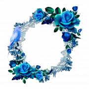 Çiçek Mavi Çerçeve PNG