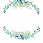 Çiçek Mavi Çerçeve Png Clipart