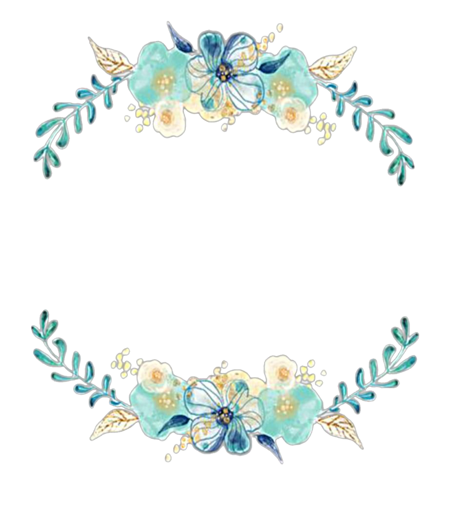 Floral Blue Frame PNG Clipart