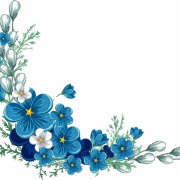 Floral Blue Frame PNG Download Image