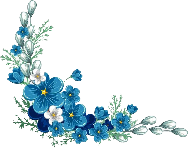 Floral Blue Frame PNG Download Image
