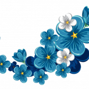 Floral Blue Frame PNG ไฟล์