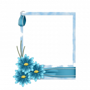 Floral Blue Frame PNG File Download Free