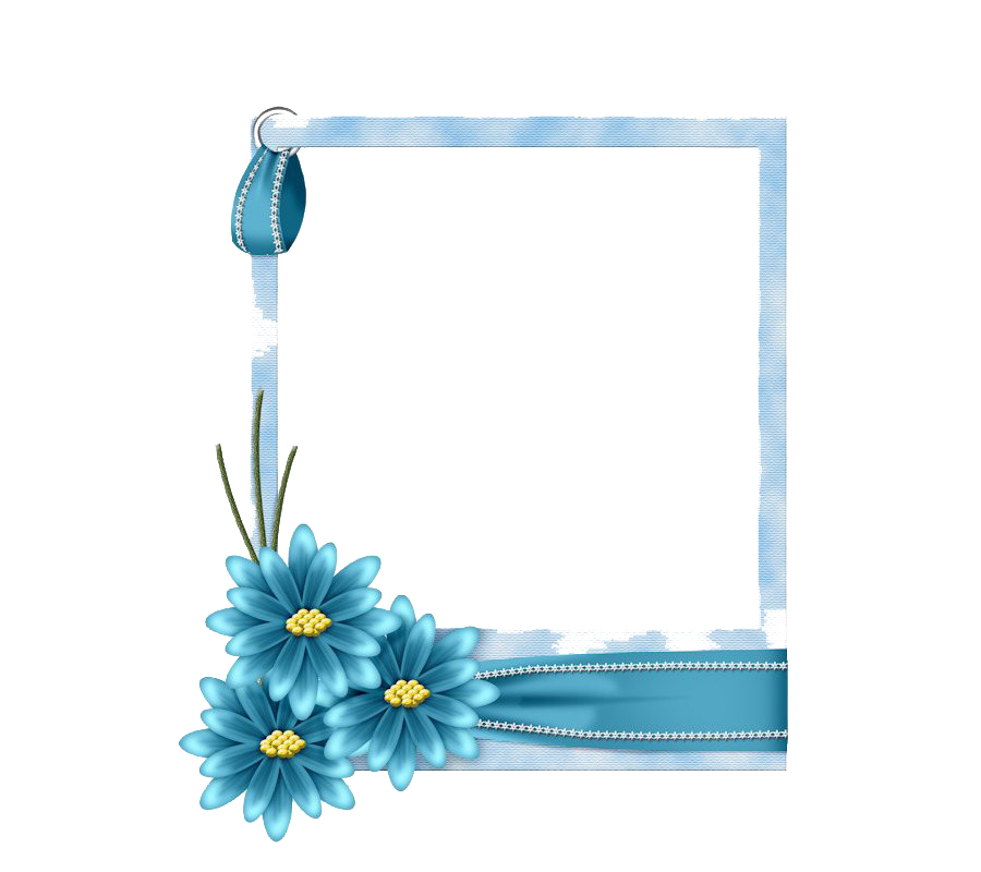 Floral Blue Frame PNG File Download Free