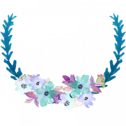 Marco azul floral imagen PNG HD