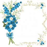 Floral Blue Frame PNG Image File