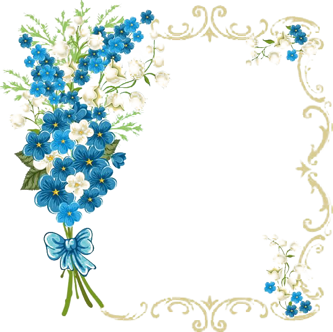 Archivo de imagen PNG de marco azul floral