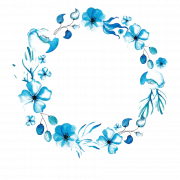 ภาพเฟรมสีน้ำเงินลายดอกไม้ PNG
