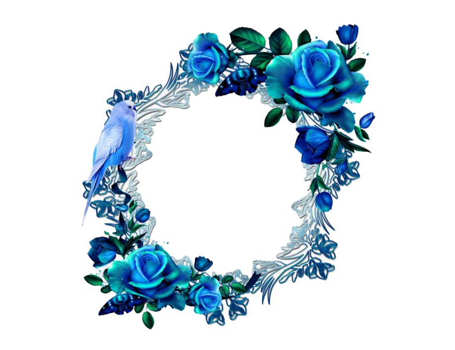 Floral Blue Frame PNG