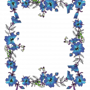 Çiçek mavi çerçeve şeffaf