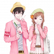 Romantic Anime Couple PNG