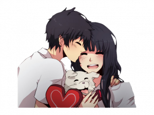 Romantic Anime Couple PNG Image