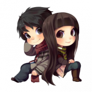 Romantic Anime Couple PNG Picture
