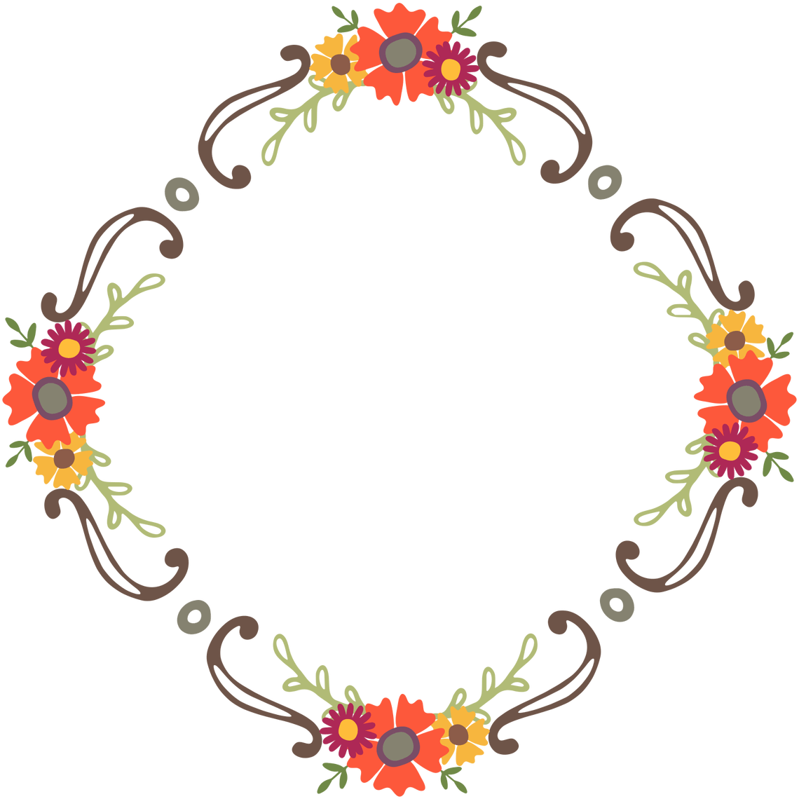 Round Flower Wreath PNG File Download Free