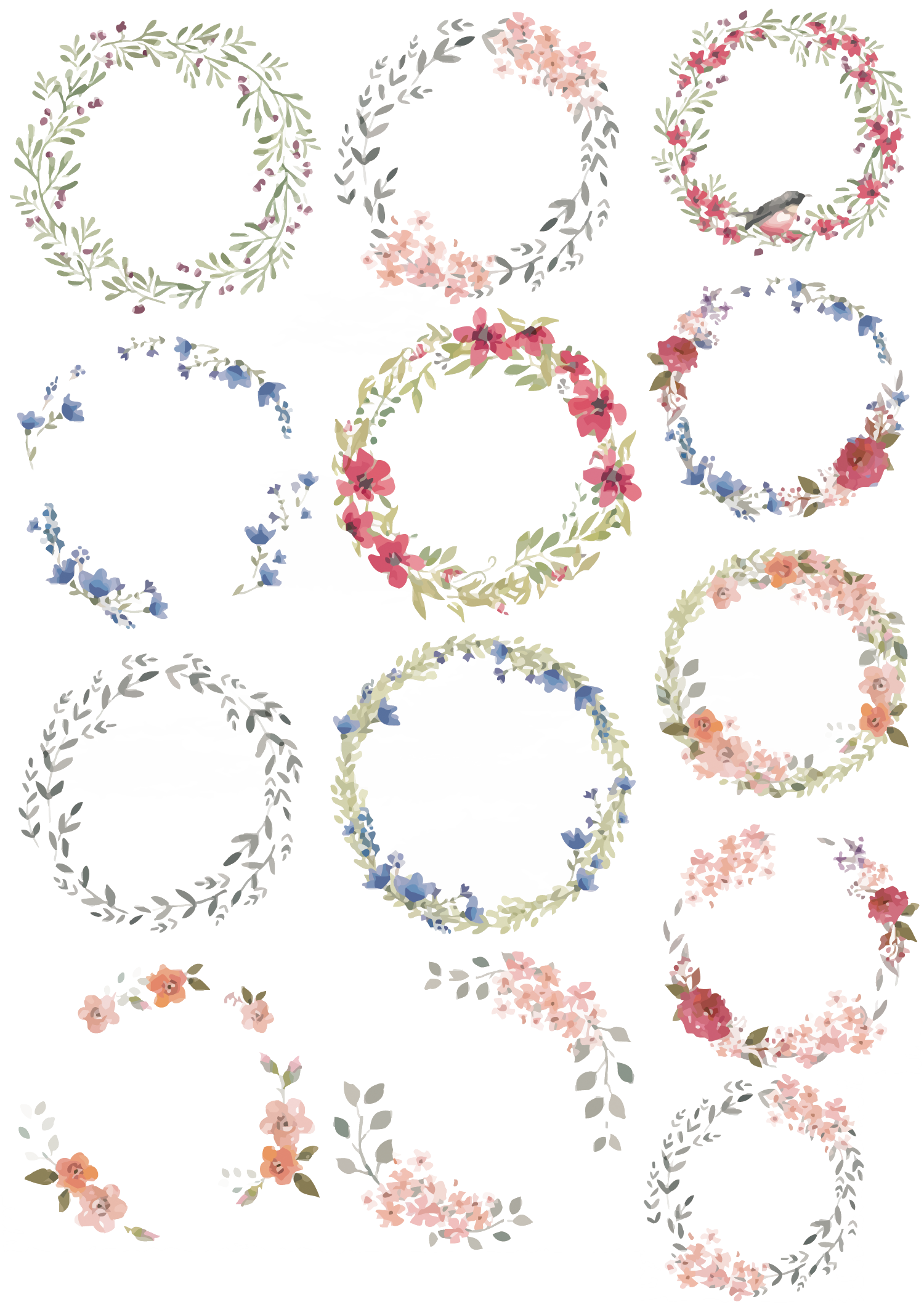 Round Flower Wreath PNG File